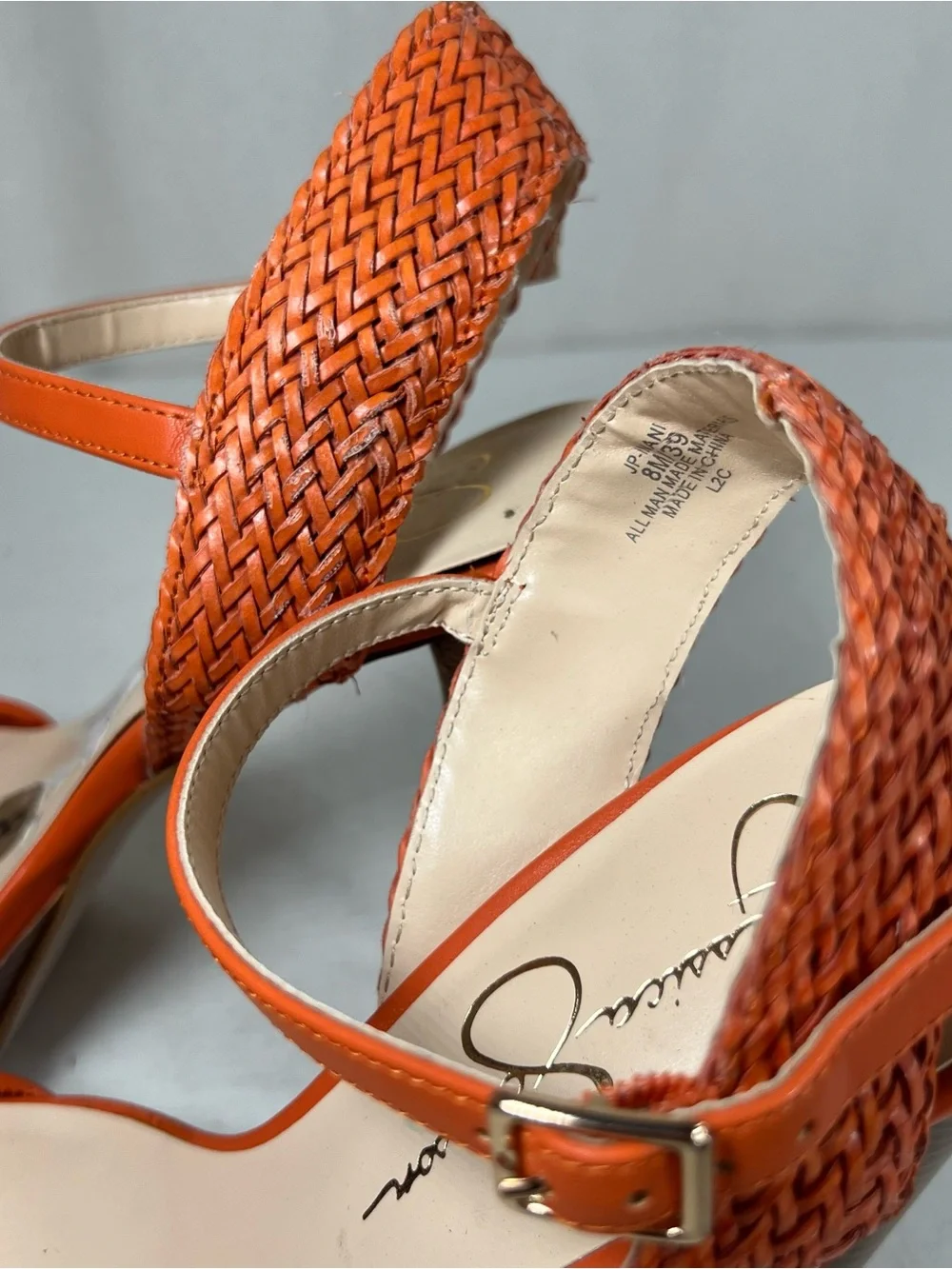 Jessica Simpson Orange Braided Strap Platform Sandals